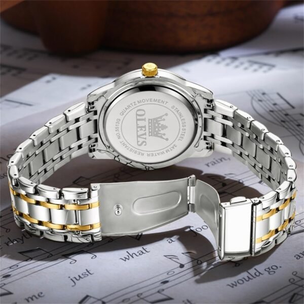 OLEVS Watch for Men Classic Business Dress Analog Quartz Stainless Steel Waterproof Luminous Date Diamond Men Silver Watch - Image 7