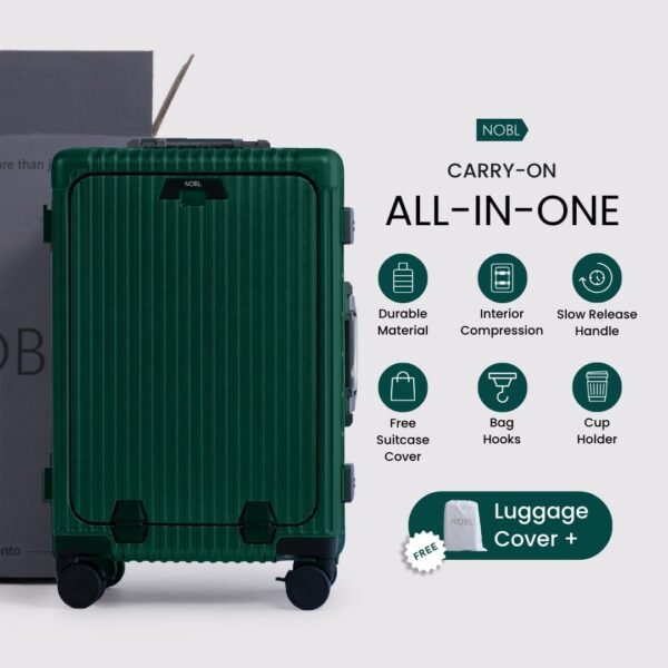 Nobl Travel Zipperless Carry On Suitcase - Noble Travel Suitcase Unbreakable Carry On Luggage 22x14x9 Airline Approved - Polycarbonate Shell, Aluminum Frame, Dual TSA Locks, 360° Spinner Wheels- Green - Image 8
