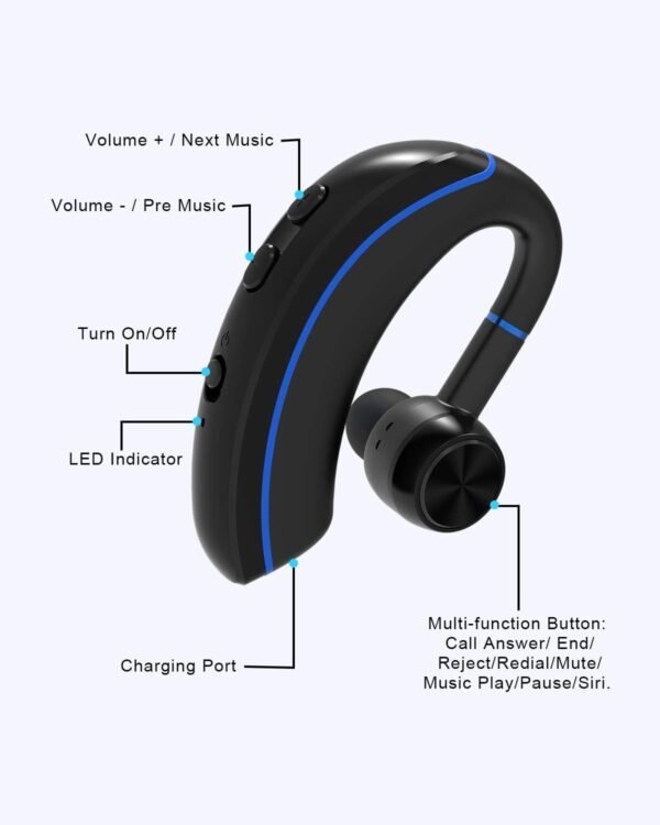 NANAMI Bluetooth Headset, Bluetooth Earpiece V5.0, 320Hrs Ultralight Headphones with Rotatable Mic, Hands-Free Earphones, Noise Cancelling, in-Ear Earbuds for iPhone Android Cell Phone/Laptop/Trucker - Image 7