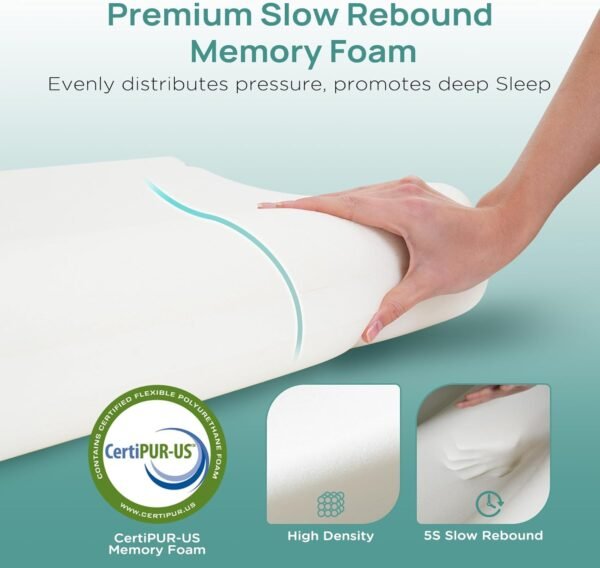 Cervical Neck Pillow, Side Sleeper Pillow for Neck Pain Relief, Adjustable Contour Pillow for Sleeping, Ergonomic Memory Foam Pillow, Orthopedic Cooling Pillow Back Stomach Sleeping, Queen Size - Image 6