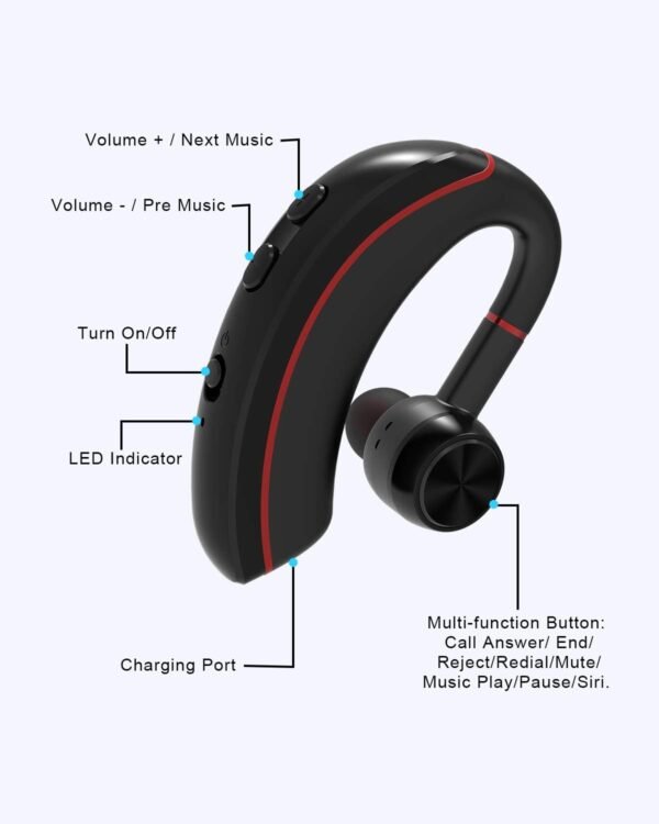 NANAMI Bluetooth Headset, Bluetooth Earpiece V5.0, 320Hrs Ultralight Headphones with Rotatable Mic, Hands-Free Earphones, Noise Cancelling, in-Ear Earbuds for iPhone Android Cell Phone/Laptop/Trucker - Image 7