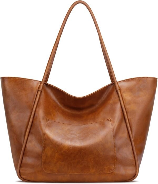 KKXIU Large Tote Bag for Women with Zipper Work Leather Travel Purse and Handbags - Image 5