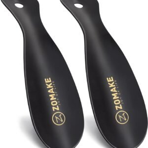 ZOMAKE Metal Shoe Horn, 2 Pack Stainless Steel Shoehorn 7.5 Inches Portable for Travel Use