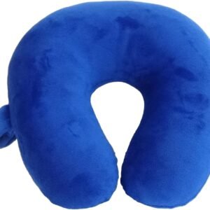Kids Travel Neck Pillow - Cozy Soft Microfiber, Compact Design for Airplane, Car Seat, or Toddler Travel Support – Blue