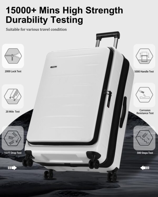Expandable Checked Luggage, 28 Inch Luggage with Spinner Wheels, Lightweight ABS+PC Hard Shell Large Suitcase with Top Opening, TSA Lock (White, 1PC) - Image 7