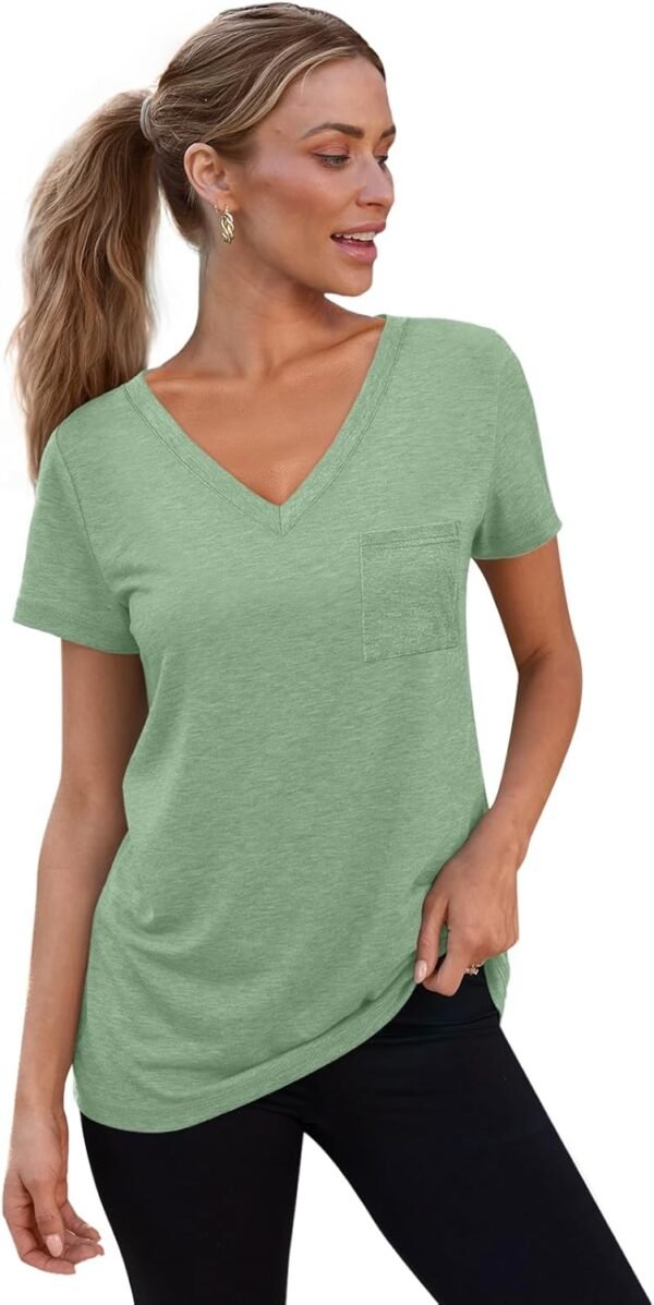 SUNBS 3 Pack Womens V Neck T Shirts Short Sleeve Tees Lightweight Summer Tops with Pocket - Image 2