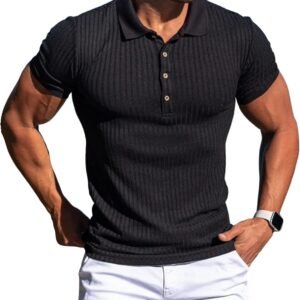 Muscle Polo Shirts for Men Slim Fit Short Sleeve Golf Shirts Men Dry Fit Shirts Casual Stylish Clothes