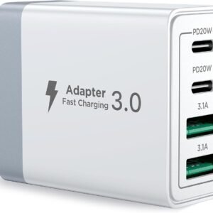 Aioneus USB C Charger Block, 40W 4-Port Fast Charger 20W Type C Charging Block 3.1A USB Wall Charger Dual Port PD+QC Charging Cube for iPhone 16 15 14 13 12 11 Pro Max XS, iPad, Samsung Phone, Tablet