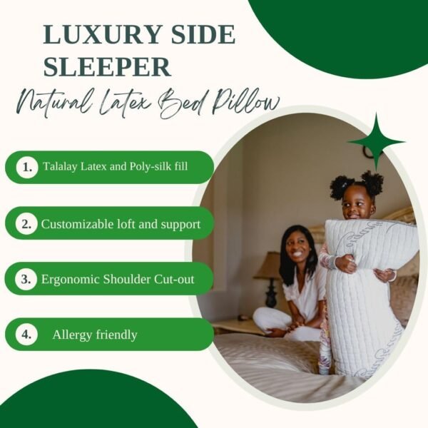 Side Sleeping Pillow, Contour Side Sleeper Pillow for Neck Pain Relief, Ergonomic Pillows for Sleeping Support Neck Pain Relief, Back Pain Relief, Cervical Pain Relief, Queen Bed Pillow - Image 2