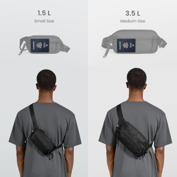 tomtoc 1.5L Sling Bag with RFID Blocking, Crossbody Bag Minimalist Chest Shoulder Pack for Men and Women, Water-resistant Lightweight Casual Waist Fanny Pack for Travel, Daily Use - Image 2