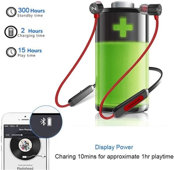 NANAMI Bluetooth Headphones Wireless Earbuds - Sports Magnetic Neckband Wireless Headsets, HiFi Stereo Deep Bass Updated Bluetooth 5.3 Earphones IPX7 Waterproof with Mic for Gym Running 24h Playtime - Image 3