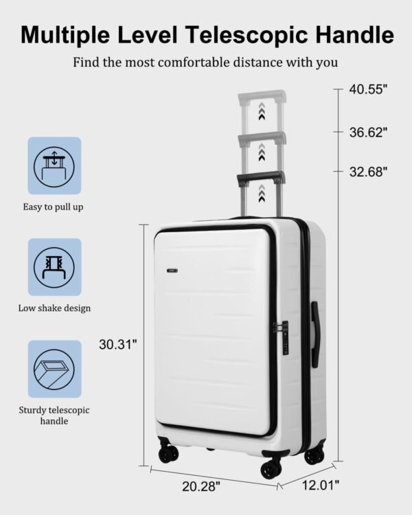 Expandable Checked Luggage, 28 Inch Luggage with Spinner Wheels, Lightweight ABS+PC Hard Shell Large Suitcase with Top Opening, TSA Lock (White, 1PC) - Image 8