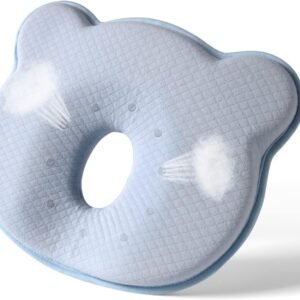 Memory Foam Baby Travel Pillow,Portable Cute Cartoon Bear Soft and Cozy Pillow, Breathable Bedding Set for Infants for Small Boys and Girls Prevent Flat Head