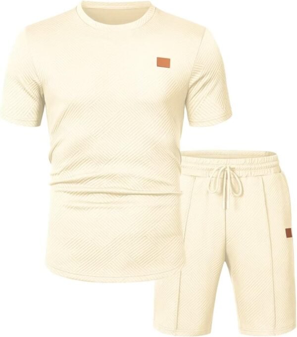 Mens Short Sets 2 Piece Outfits Summer Casual T Shirts and Shorts Tracksuit Sets with Pockets - Image 2
