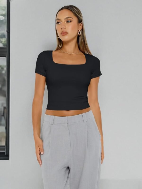 Trendy Queen Tshirts Shirts for Women Double Lined Going Out Crop Tops 2025 Spring Summer Workout Y2k Clothes Beach Fashion - Image 6