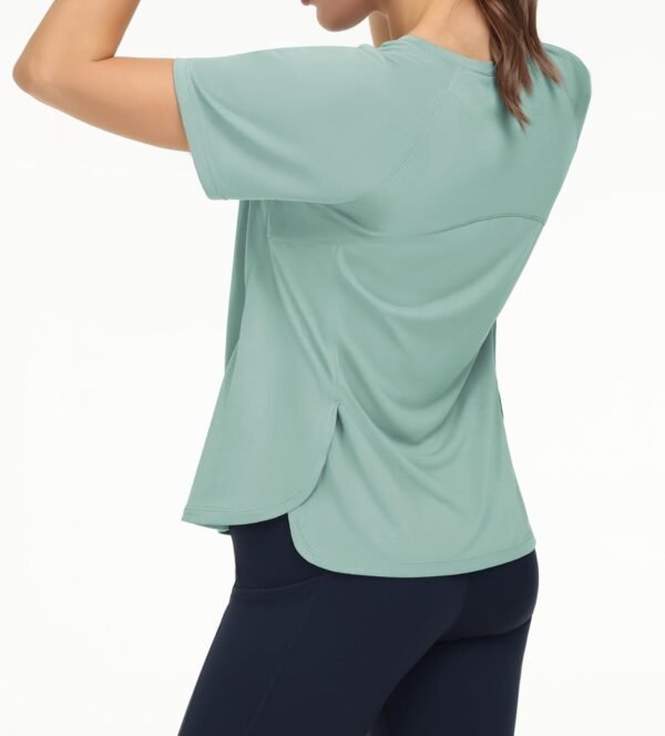 THE GYM PEOPLE Women's Short Sleeve Workout Shirts Breathable Yoga T-Shirts with Side Slits Athletic Tee Tops - Image 2