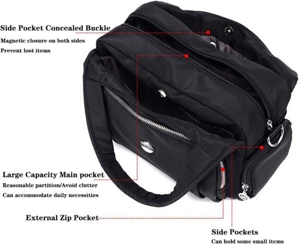 MINTEGRA Crossbody Bag for Women Waterproof Handbag Multi-Pocket Nylon Travel Shoulder Purse - Image 4