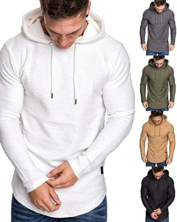 Lexiart Mens Fashion Athletic Hoodies Sport Sweatshirt Solid Color Fleece Pullover - Image 2