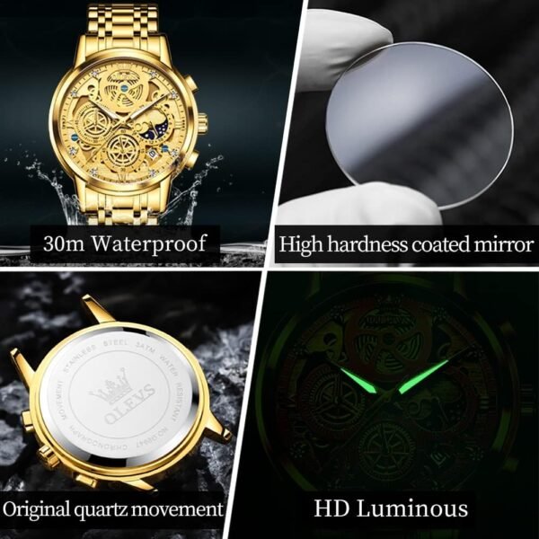 OLEVS Watch Men Stainless Steel Watches Luxury Diamond Chronograph Multifunction Men Wrist Watch with Date Business Classic Dress Watch for Men Gift for Men reloj de Hombre - Image 7