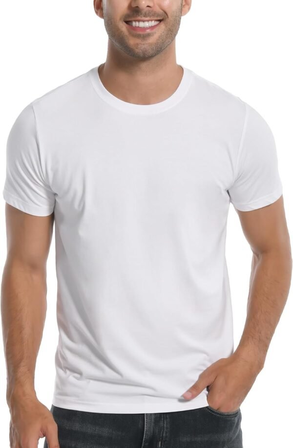 Pioneer Camp Mens Bamboo Viscose T Shirt Ultra Soft Plain Tshirts for Men Cooling Crew Neck Casual Basic Tee Shirt Undershirt