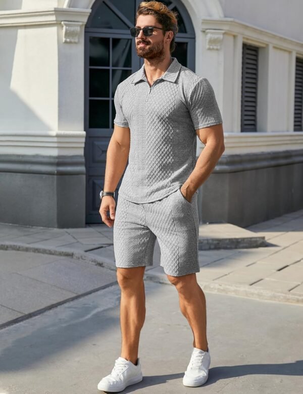 Mens 2 Piece Short Set Summer Outfits Polo Shirt and Shorts Set Tracksuits Set Short Sleeve and Shorts Set for Men - Image 4