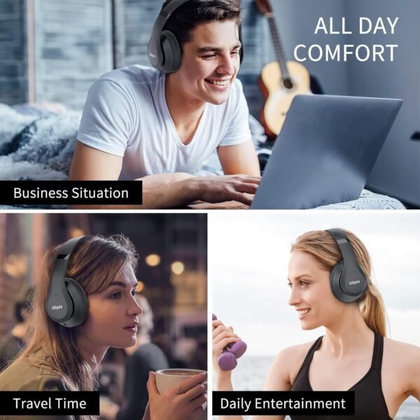 Uliptz Wireless Bluetooth Headphones, 65H Playtime, 6 EQ Sound Modes, HiFi Stereo Over Ear Headphones with Microphone, Foldable Lightweight Bluetooth 5.3 Headphones for Travel/Office/Cellphone/PC - Image 8