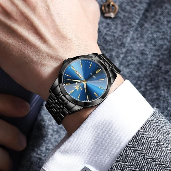 OLEVS Watch for Men Diamond Business Dress Analog Quartz Stainless Steel Waterproof Luminous Date Two Tone Luxury Casual Wrist Watch - Image 2