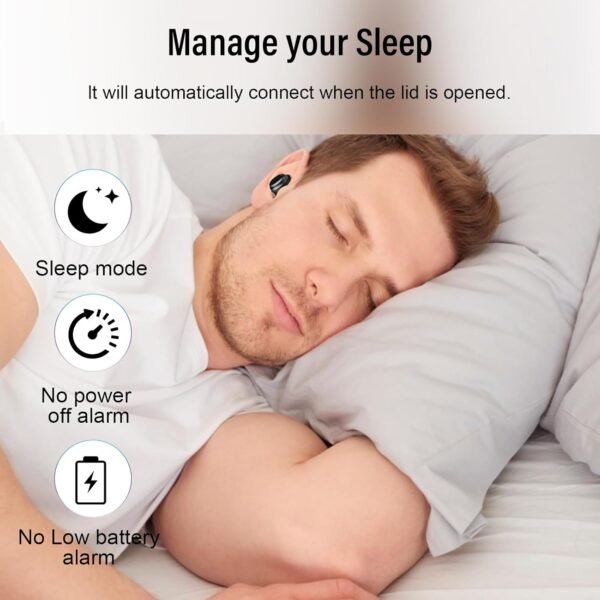 Sleep Earbuds Bluetooth 5.4 in Ear Light-Weight Headphones, Mini Sleep Headphones Small Design for Side Sleepers, 47H Playtime with Charging Case, Clear Calls Earphones, Mysterious Black - Image 6