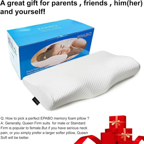 Contour Memory Foam Pillow Orthopedic Sleeping Pillows, Ergonomic Cervical Pillow for Neck Pain - for Side Sleepers, Back and Stomach Sleepers, Free Pillowcase Included (Firm & Queen) - Image 5