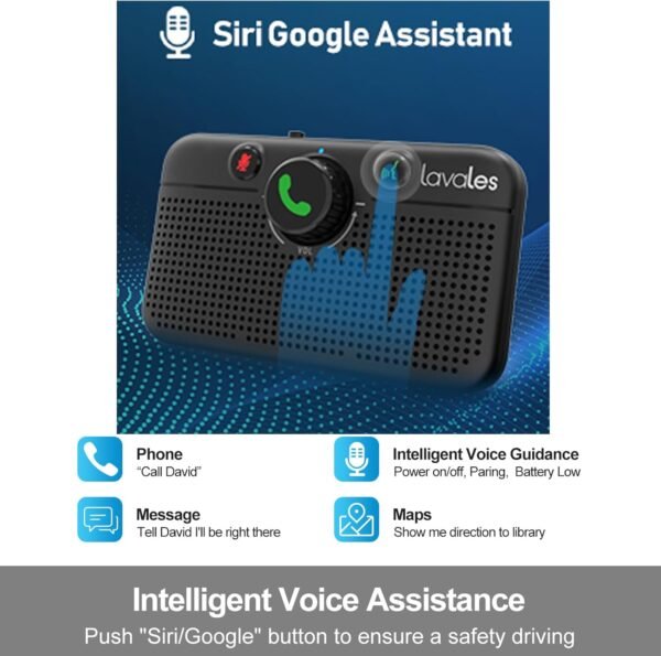 Bluetooth 5.3 Car Speaker, Handsfree Cell Phone Automobile Speakerphones, Support Siri Google Voice Assistant/Motion AUTO ON, Bluetooth Visor Speakerphone Wireless Car kit - Image 3