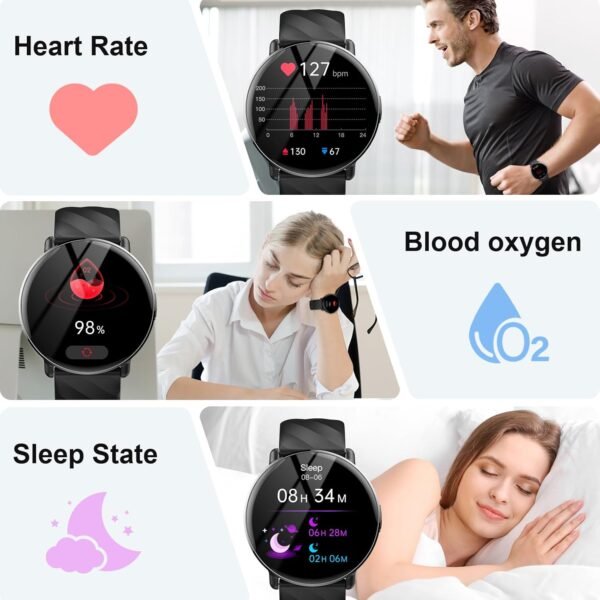 Smart Watch for Men Women with Call Text Reminder, Smartwatch 1.39" Touch Screen, Fitness Watch with Heart Rate/Sleep/Steps/Calories Monitor, 112+ Sport Mode, IP68 Waterproof Activity Trackers - Image 3