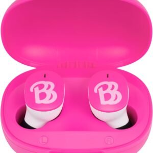 eKids Barbie Wireless Earbuds with Microphone, Bluetooth Earbuds with Charging Case for Ear Buds, Designed for School, Home, or Travel