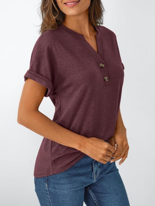 AUTOMET Short Sleeve Shirts for Women Henley Casual Summer Tops 2025 V Neck Spring Blouses Dressy T-Shirts Work Outfits - Image 3