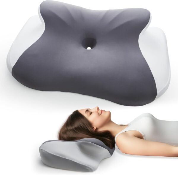puredown Cervical Neck Pillow for Sleeping, Ergonomic Memory Foam Orthopedic Neck Pillow for Pain Relief, Contoured Support for Back, Side and Stomach Sleepers.