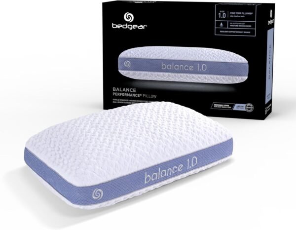 Bedgear Balance Performance Pillow – 1.0 - Moisture Wicking Bed Pillow for All Sleep Positions - Medium Firmness Bed Pillow - Washable Removable Cover – 20" W x 26" L x 5.25" H