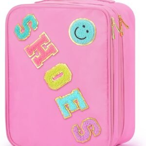 Travel Shoe Bag Water Resistant Cute Shoe Pouch Holds 3 Pair of Shoes Organizer with Sewn Letter Patches
