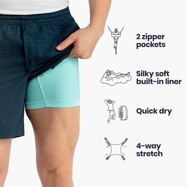 birddogs Mens Gym Shorts – Stretch Athletic Workout Short with Built-in Liner for Comfort – Regular Length, 7” Inseam - Image 2