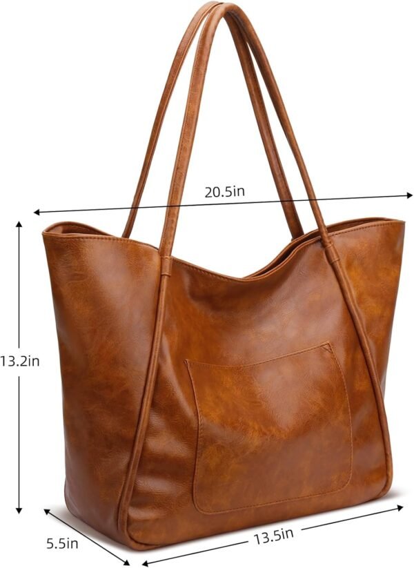 KKXIU Large Tote Bag for Women with Zipper Work Leather Travel Purse and Handbags - Image 6