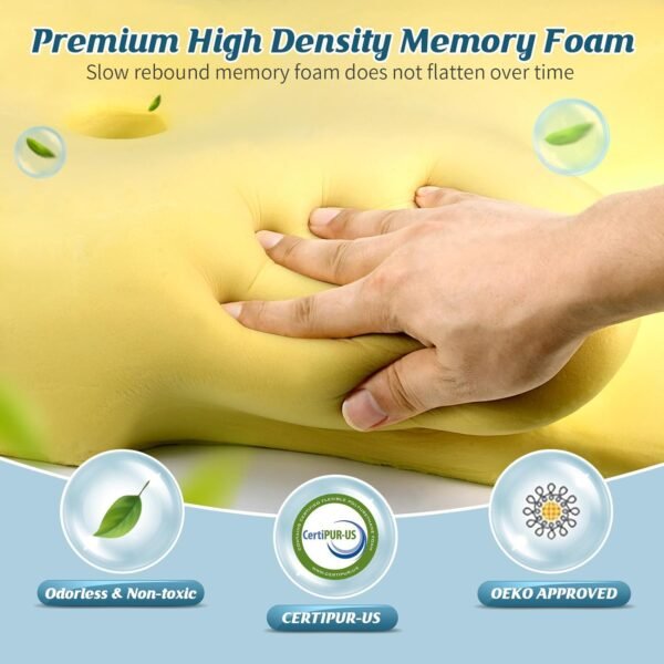 Cervical Neck Pillow for Pain Relief - Ergonomic Side Sleeper Pillow for Sleeping, Contour Orthopedic Bed Pillow for Neck Support, Cooling Memory Foam Pillows for Back Stomach Sleepers with Pillowcase - Image 5