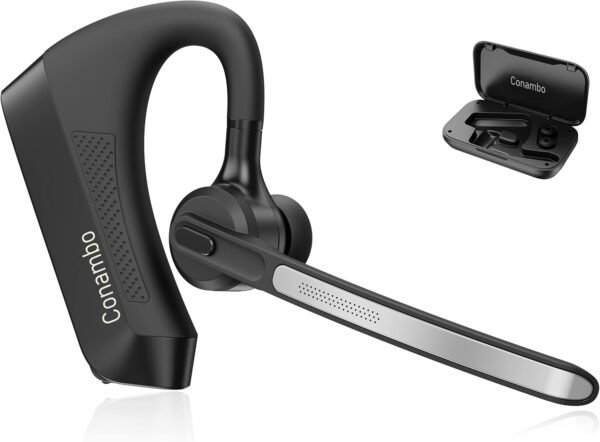 Conambo Bluetooth Headset V5.1 with CVC 8.0 and ENC Noise Reduction Technology, K21 Headset Bluetooth with Microphone Business/Office/Driving - Compatible with iPhone and Android, 18-Hour Talk