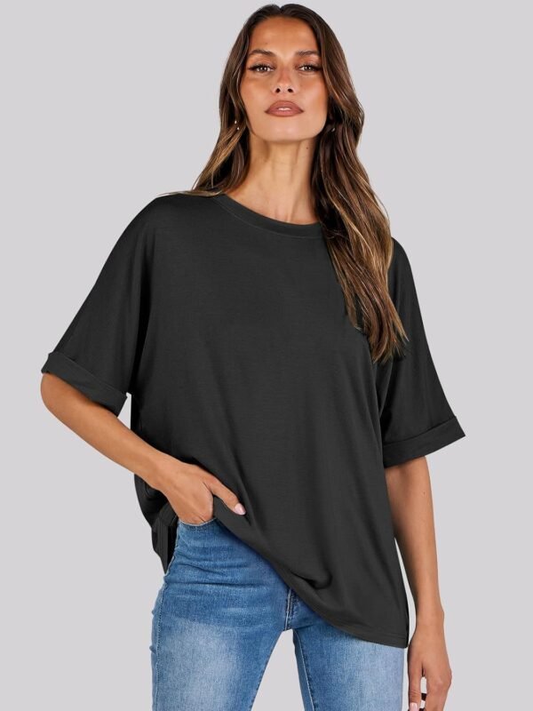 ANRABESS Womens Oversized T-Shirts Summer Casual Short Sleeve Crewneck Loose Fit Basic Tee Top - Image 4