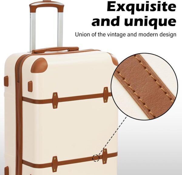 Coolife Luggage Set 3 Piece Suitcase Set Carry On Luggage Hardside Luggage TSA Lock Spinner Wheels Telescopic Handle (White, 3 piece set (BP/TB/20)) - Image 4