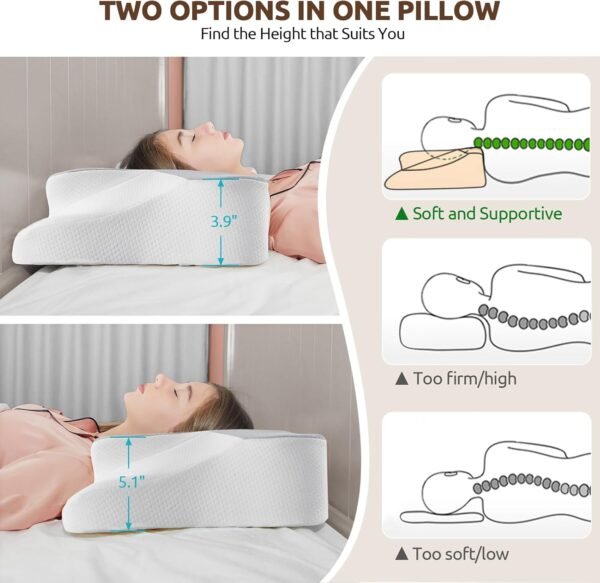 DONAMA Cervical Pillow for Bed Sleeping, Memory Foam Contour Neck Pillows with Breathable Pillowcase, Ergonomic Neck Support Pillows for Side, Back and Stomach Sleepers - Image 2