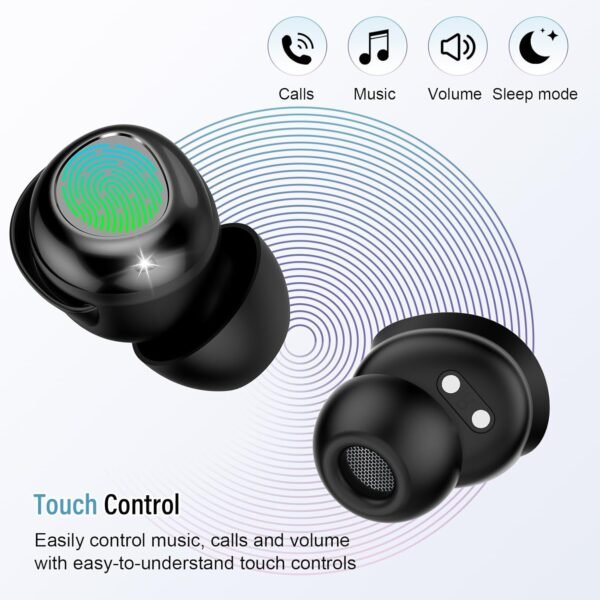 Sleep Earbuds Bluetooth 5.4 in Ear Light-Weight Headphones, Mini Sleep Headphones Small Design for Side Sleepers, 47H Playtime with Charging Case, Clear Calls Earphones, Mysterious Black - Image 3