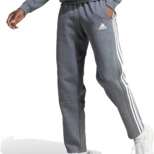 adidas Men's Essentials 3-Stripes Open Hem Fleece Pants