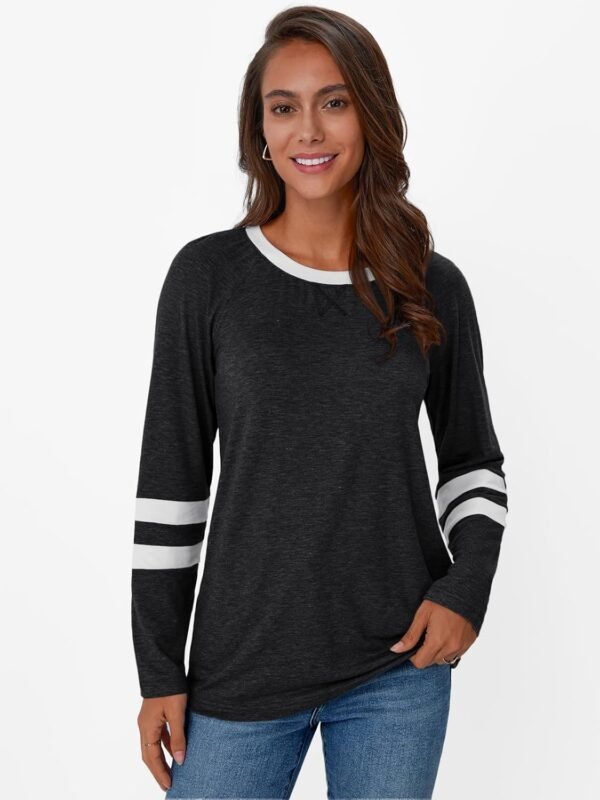 AUTOMET Womens Long Sleeve Shirts Color Block Casual Crewneck Tops Tshirt Basic Tee Fall Fashion Clothes Trendy Outfits - Image 2