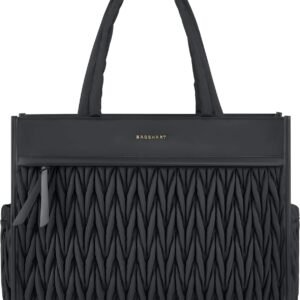 BAGSMART Tote Bag for Women, Large Shoulder HandBags with Zipper, Black Purses and Top Handles for Travel, Work