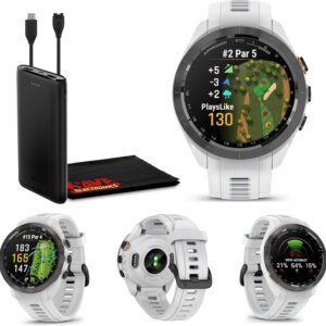 Garmin Approach S70 42mm Fitness Tracker Watch, GPS Golf Smartwatch for Men, 1.2" Touchscreen AMOLED Display and 42000 Preloaded Courses -White- Garmin Watches for Men