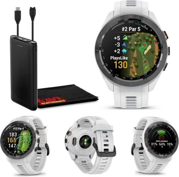 Garmin Approach S70 42mm Fitness Tracker Watch, GPS Golf Smartwatch for Men, 1.2" Touchscreen AMOLED Display and 42000 Preloaded Courses -White- Garmin Watches for Men