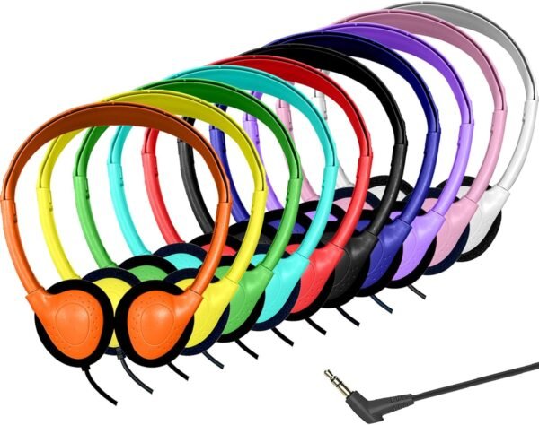 10 Pack Kids Headphones Bulk for School Classroom, Multi Color Wired Headphones for Kids Students Child, 3.5mm Jack (10 Pack)
